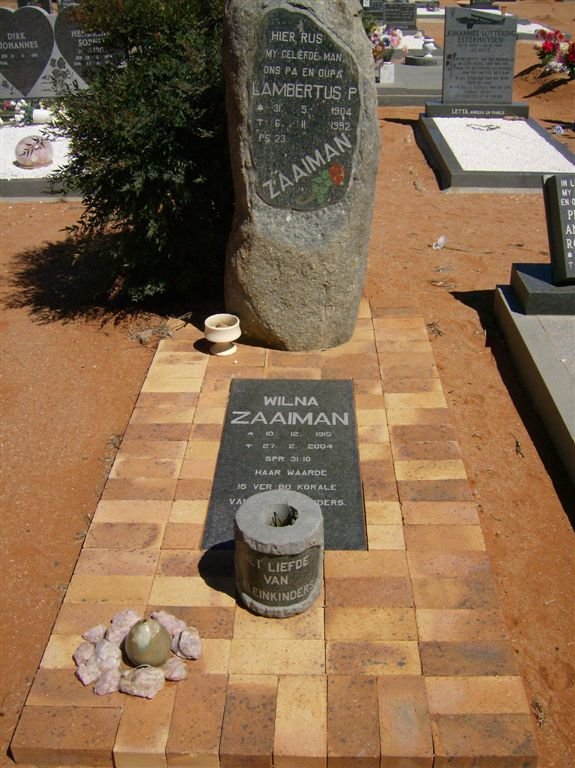 ZAAIMAN Lambertus P. 1904-1992 &amp; Wilna 1915-2004