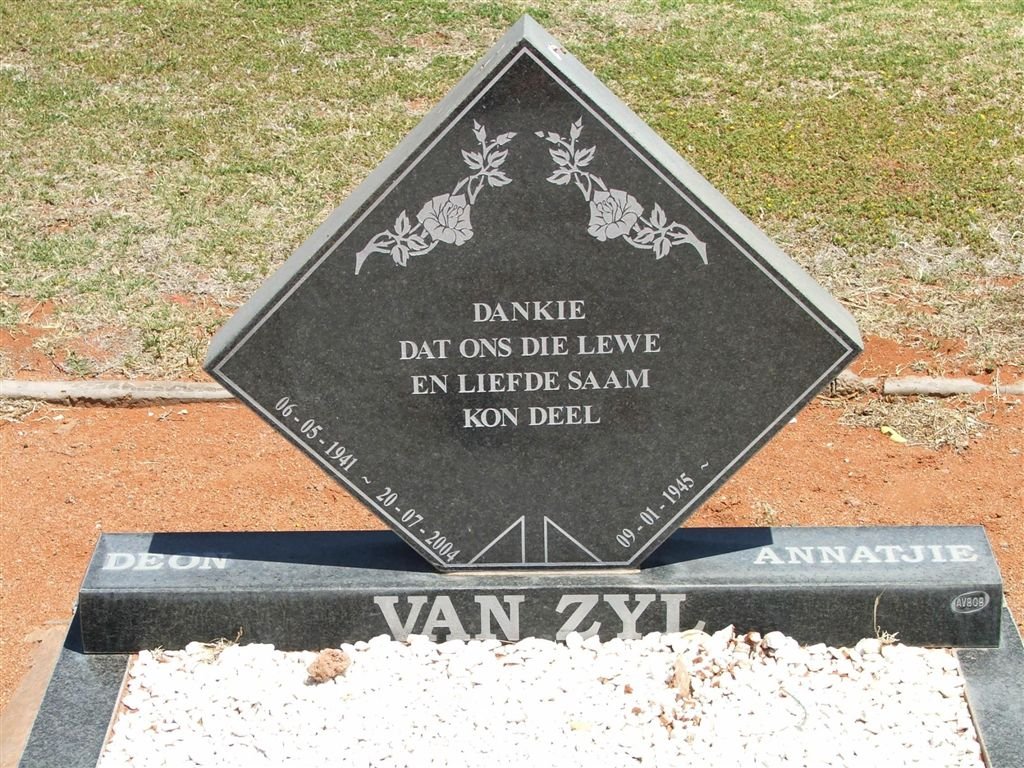 ZYL Deon, van 1941-2004 &amp; Annatjie 1945-
