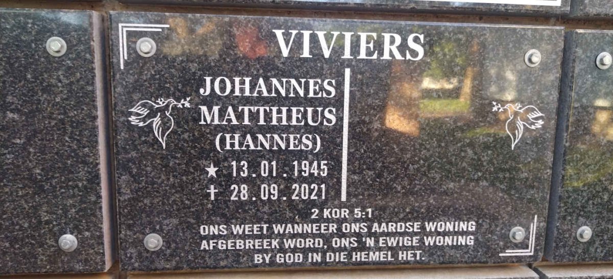 VIVIERS Johannes Mattheus 1945-2021