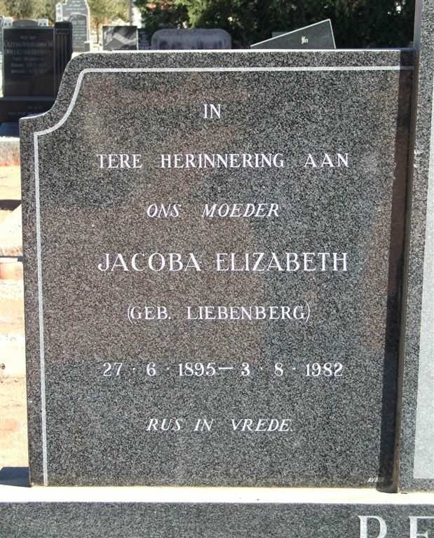 PEPLER Jacoba Elizabeth nee LIEBENBERG 1895-1982