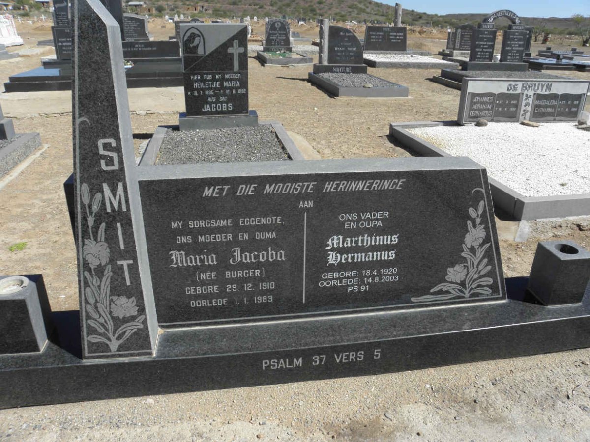 SMIT Marthinus Hermanus 1920-2003 &amp; Maria Jacoba BURGER 1910-1983
