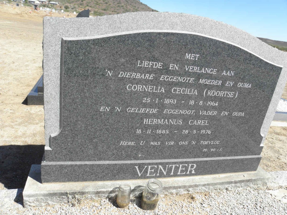 VENTER Hermanus Carel 1885-1976 &amp; Cornelia Cecilia KOORTSE 1893-1964