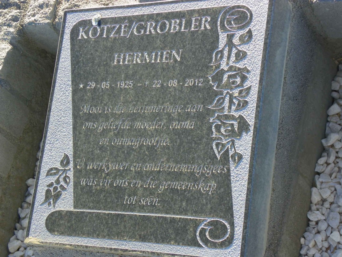 GROBLER Hermien, KOTZE 1925-2012