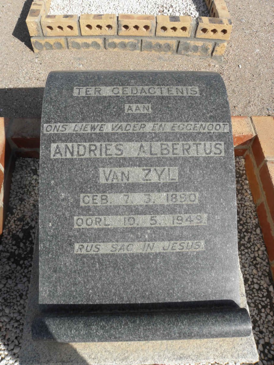 ZYL Andries Albertus, van 1890-1949