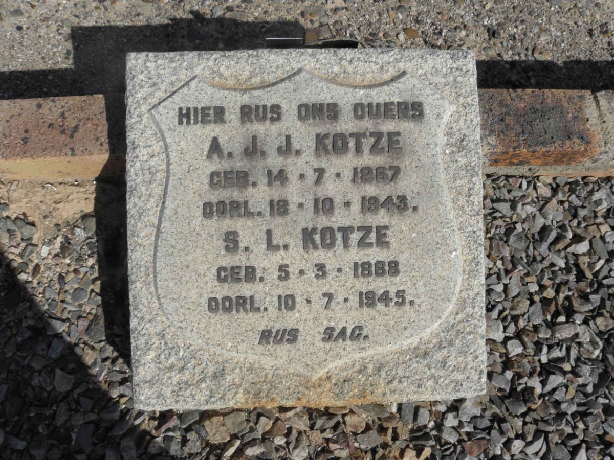 KOTZE A.J.J. 1867-1943 &amp; S.L. 1868-1945