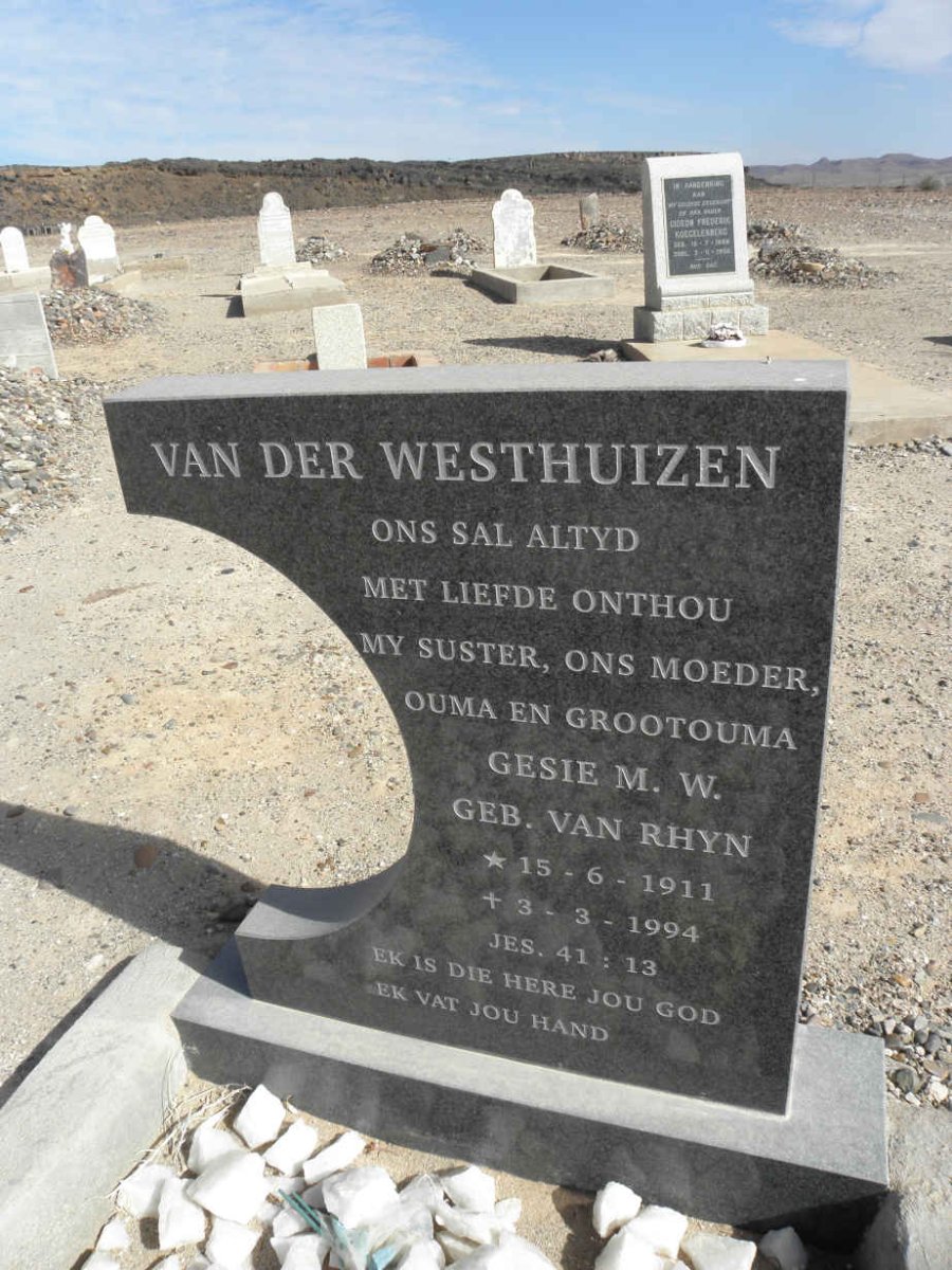 WESTHUIZEN Gesie M.W., van der nee VAN RHYN 1911-1994 