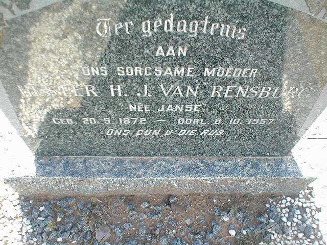 RENSBURG Hester H.J., van nee JANSE 1872-1957