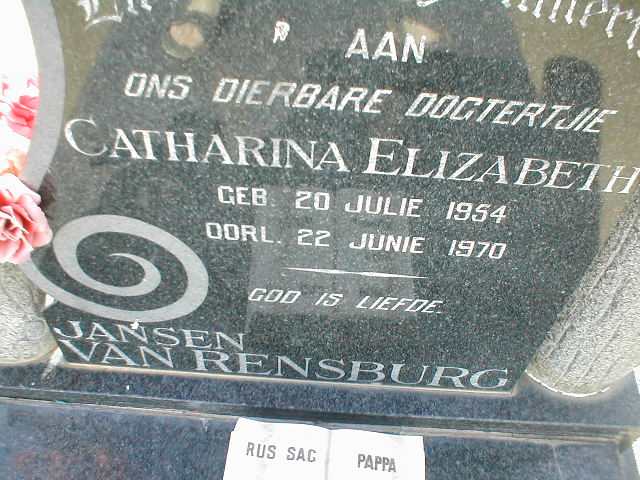RENSBURG Catharina Elizabeth, Jansen van 1954-1970