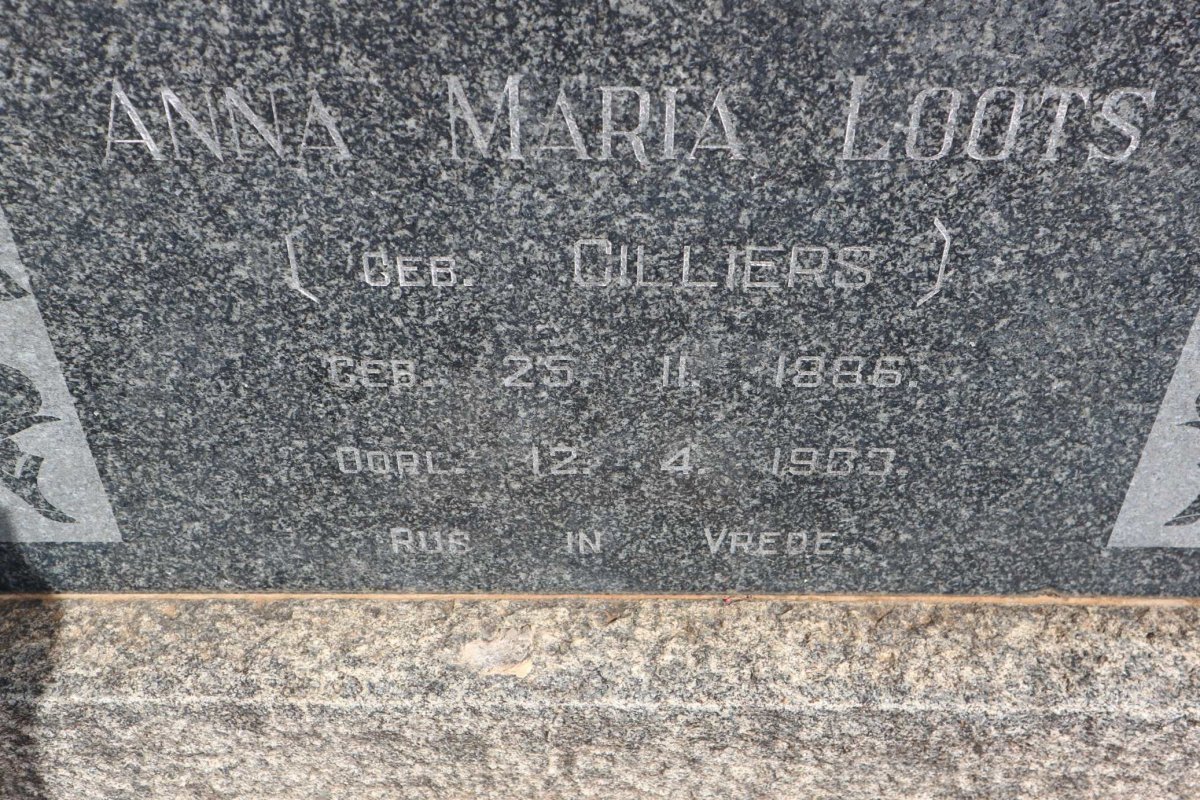 LOOTS Anna Maria nee CILLIERS 1886-1933