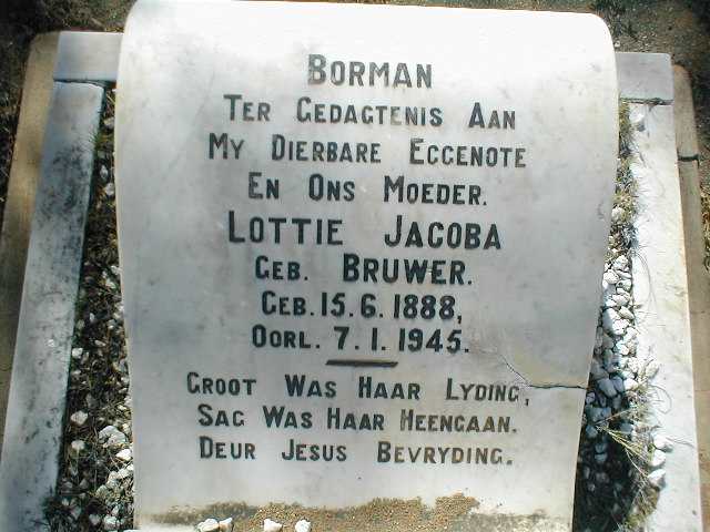 BORMAN Lottie Jacoba nee BRUWER  1888-1945