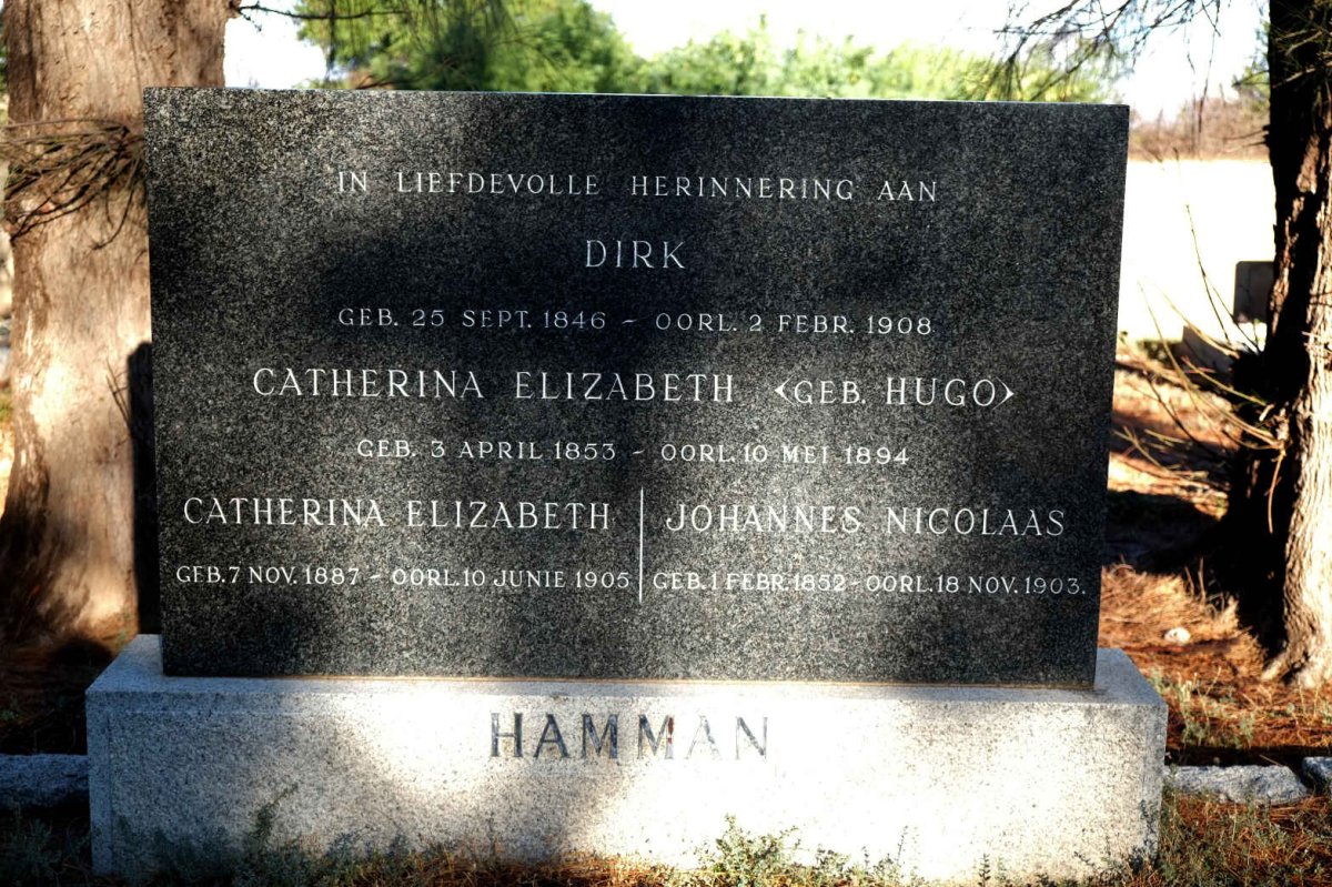 HAMMAN Dirk 1846-1908 & Catherina Elizabeth 1853-1894 :: HAMMAN Johannes Nicolaas 1852-1903 :: HAMMAN Catherine Elizabeth 1887-1905