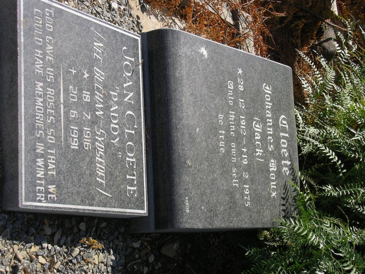 CLOETE Johannes Roux 1912-1975 &amp; Joan BUCHAN-SYDSERFF 1916-1991