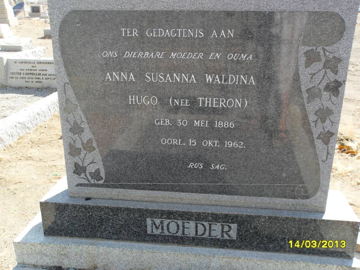 HUGO Anna Susanna Waldina nee THERON 1886-1962