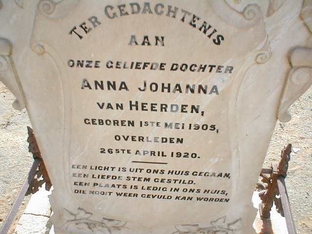 HEERDEN Anna Johanna, van 1905-1920