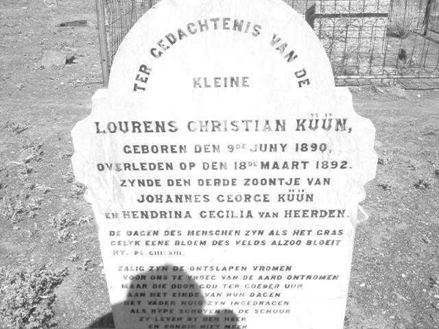 KÜÜN Lourens Christian 1890-1892