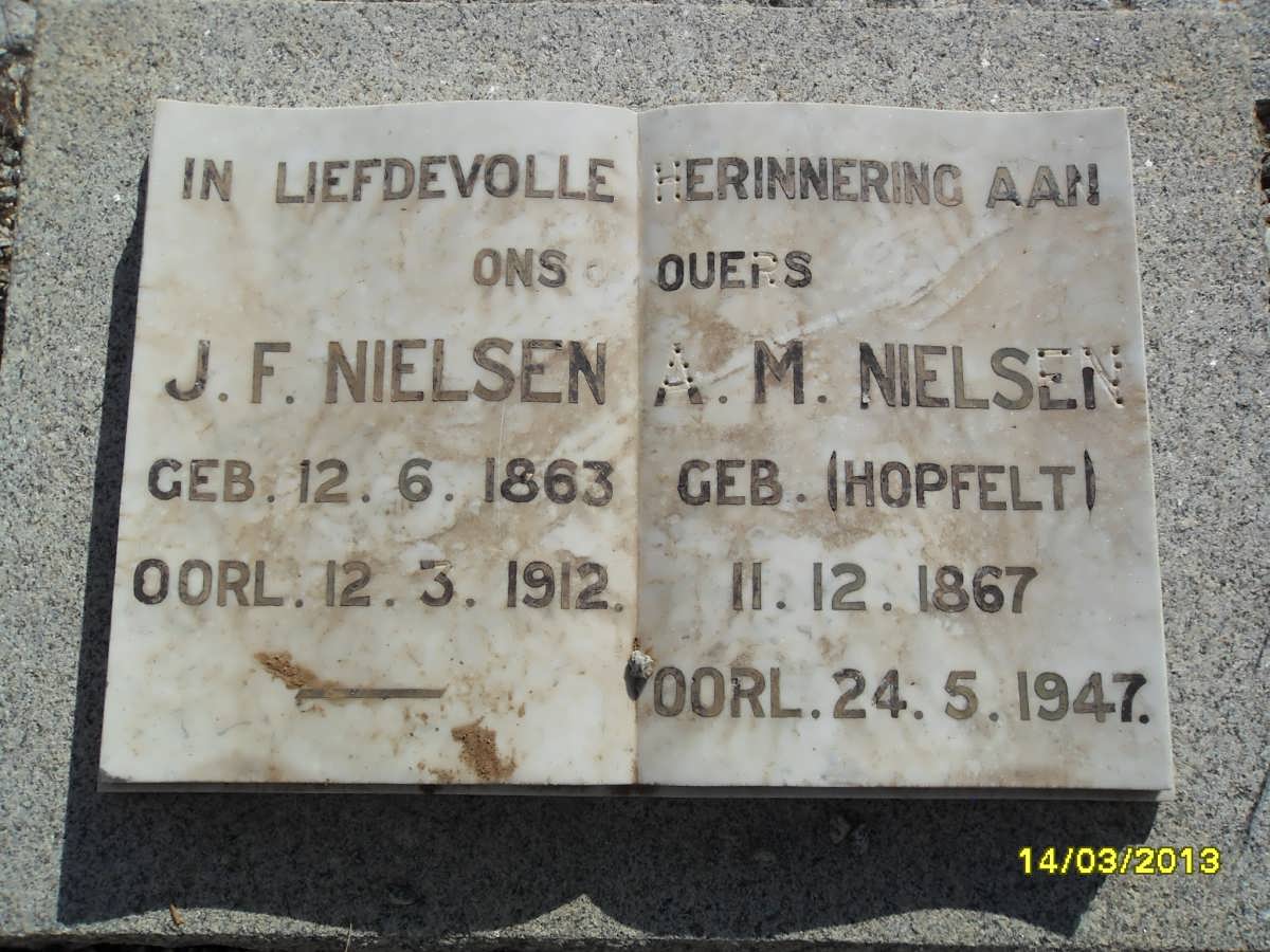 NIELSEN J.F. 1863-1912 &amp; A.M. HOPFELT 1867-1947