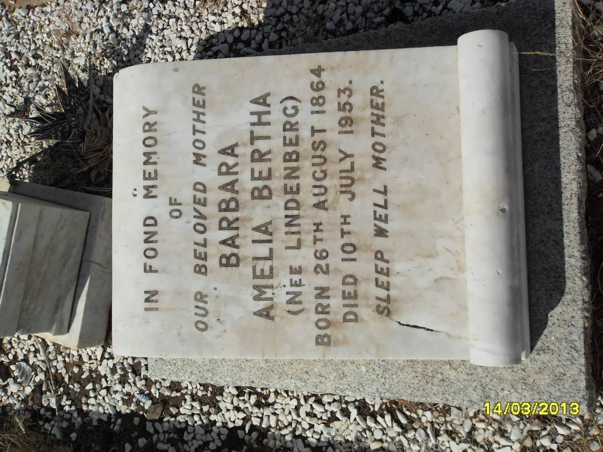 ? Barbara Amelia Bertha nee LINDENBERG 1864-1953