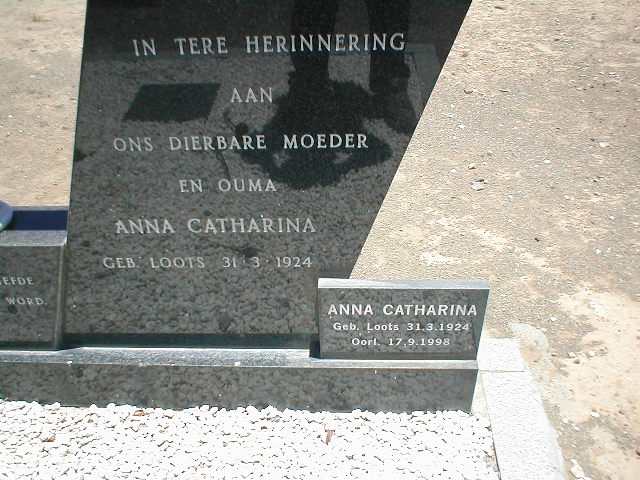 RENSBURG Anna Catharina, Jansen van nee LOOTS 1924-1998