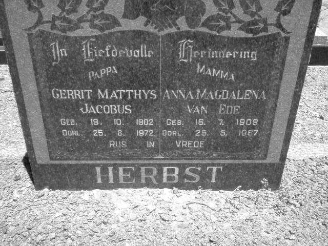 HERBST Gerrit Matthys Jacobus 1902–1972 &amp; Anna Magdalena van Ede 1908-1967