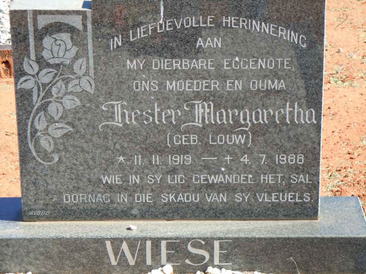 WIESE Hester Margaretha nee LOUW 1919-1988