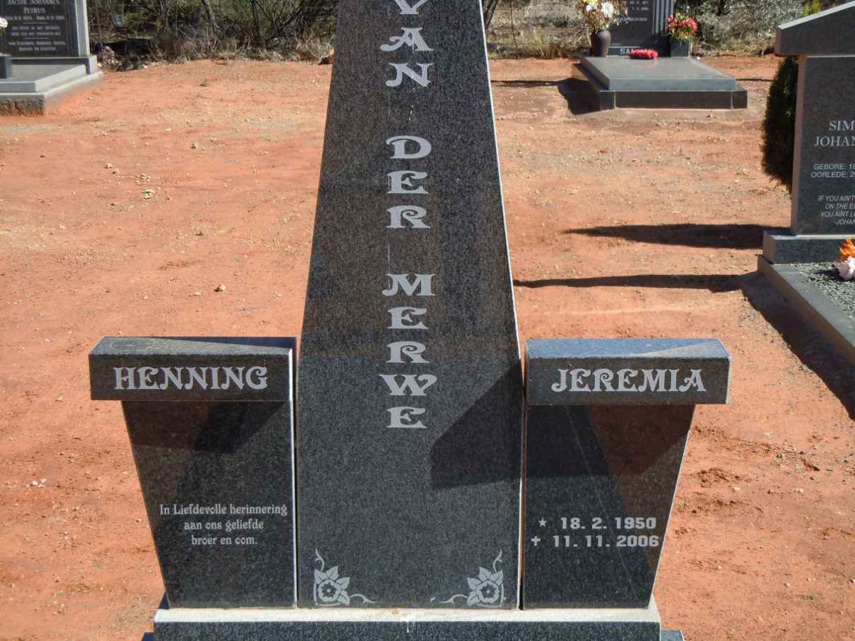 MERWE Henning Jeremia, van der 1950-2006