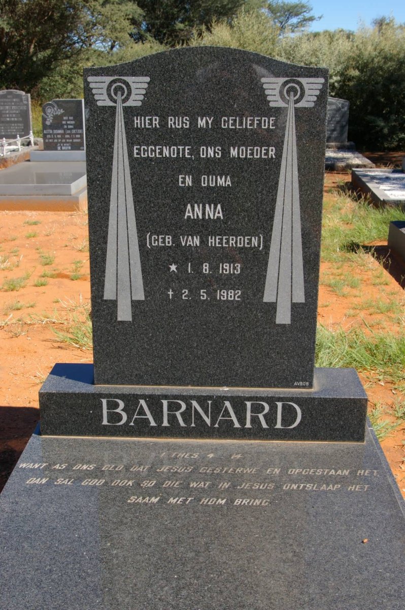BARNARD Anna nee VAN HEERDEN 1913-1982
