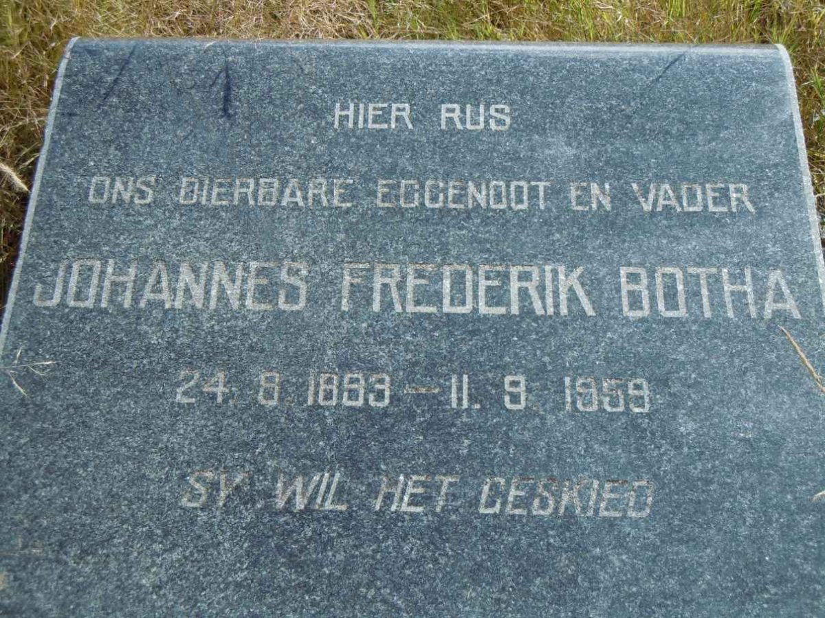BOTHA Johannes Frederik 1893-1959