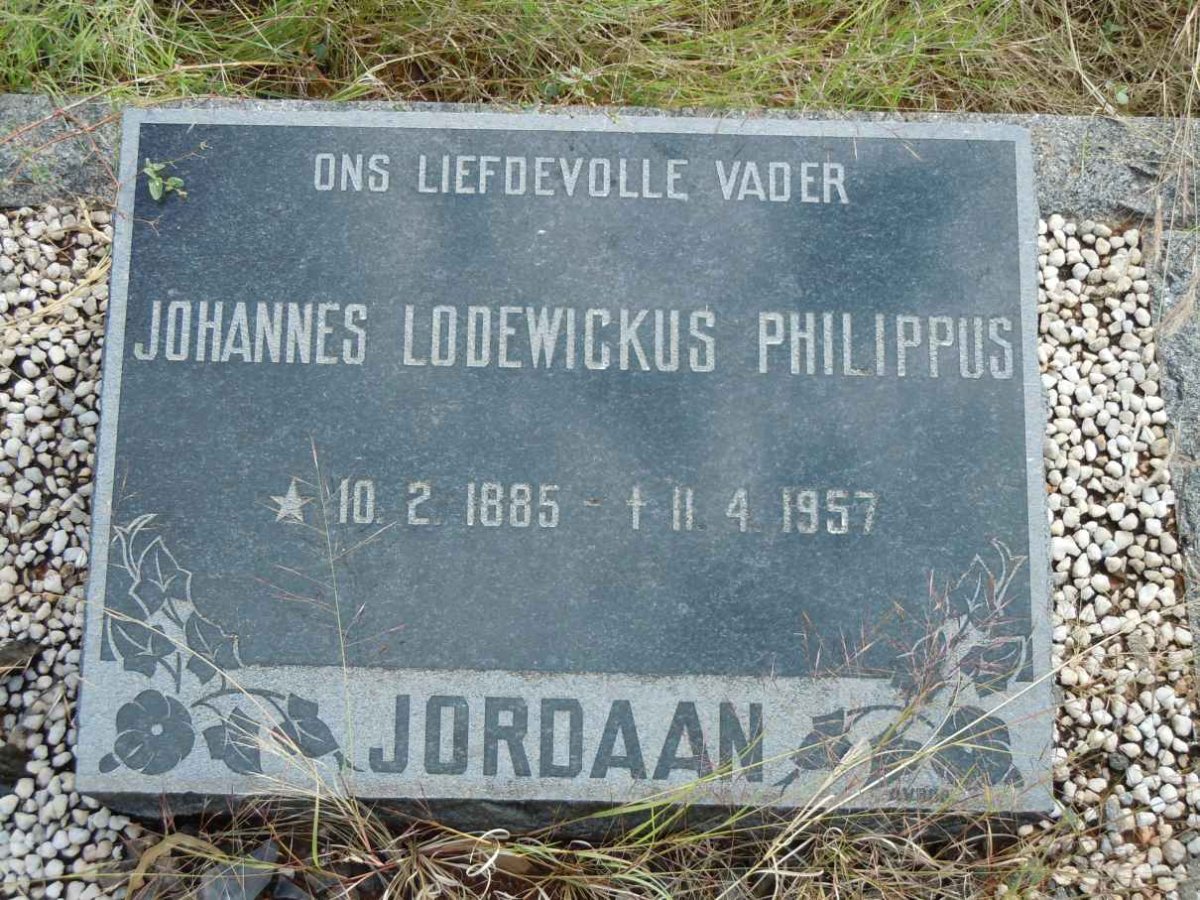 JORDAAN Johannes Lodewickus Philippus 1885-1957