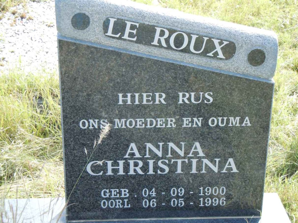 ROUX Anna Christina, le 1900-1996