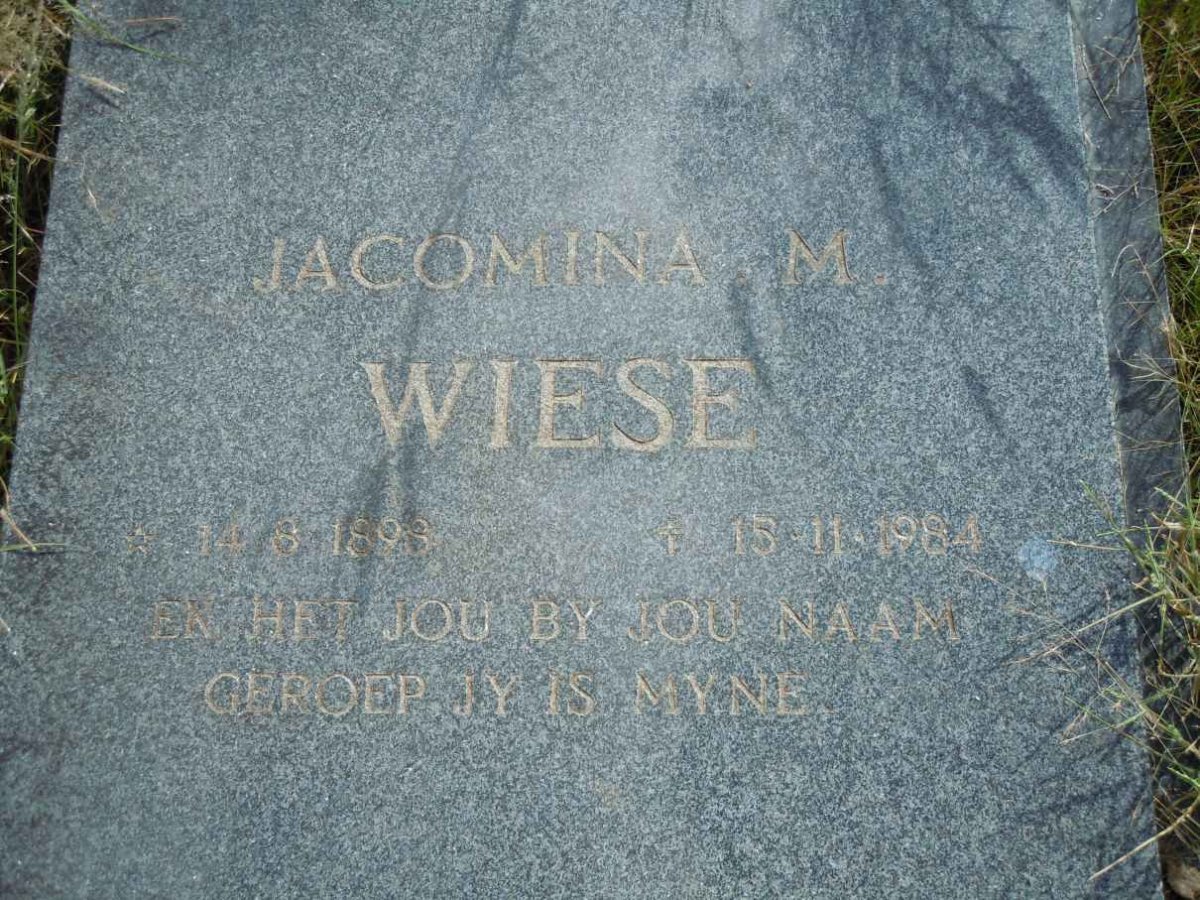 WIESE Jacomina M. 1898-1984