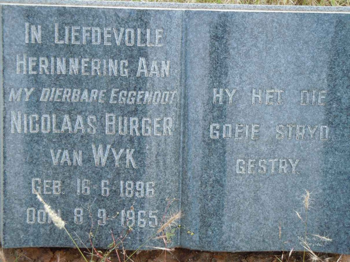 WYK Nicolaas Burger, van 1896-1965