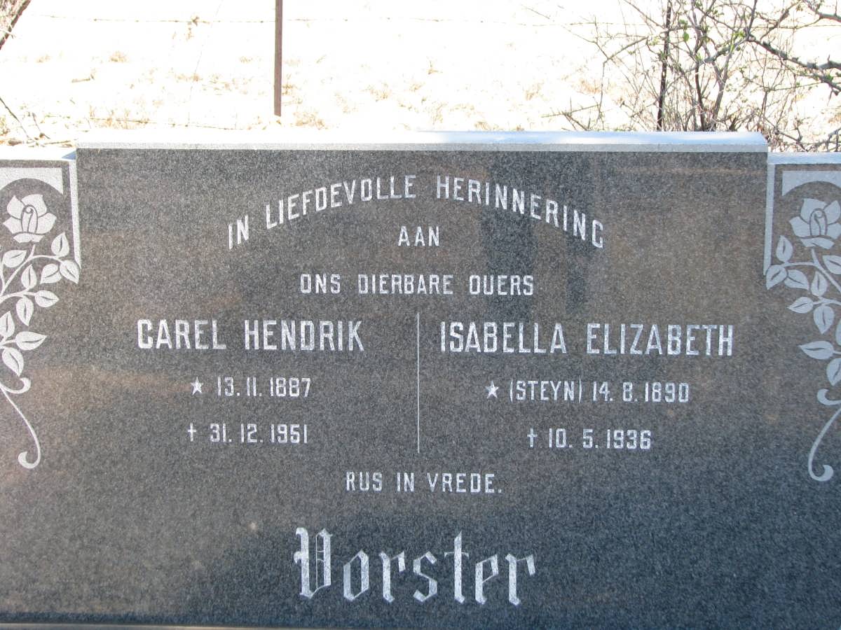 VORSTER Carel Hendrik 1887-1951 &amp; Isabella Elizabeth STEYN 1890-1936