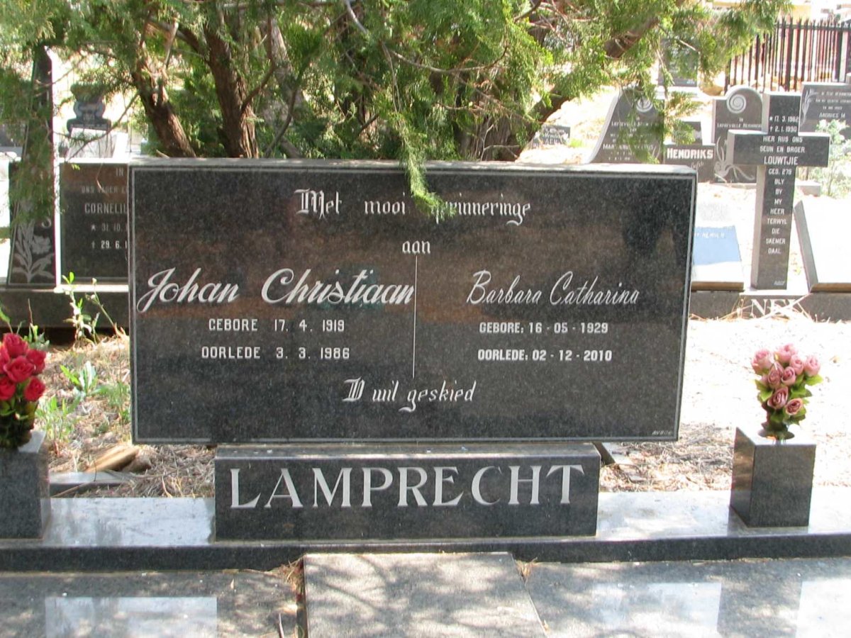 LAMPRECHT Johan Christiaan 1919-1986 &amp; Barbara Catharina 1929-2010