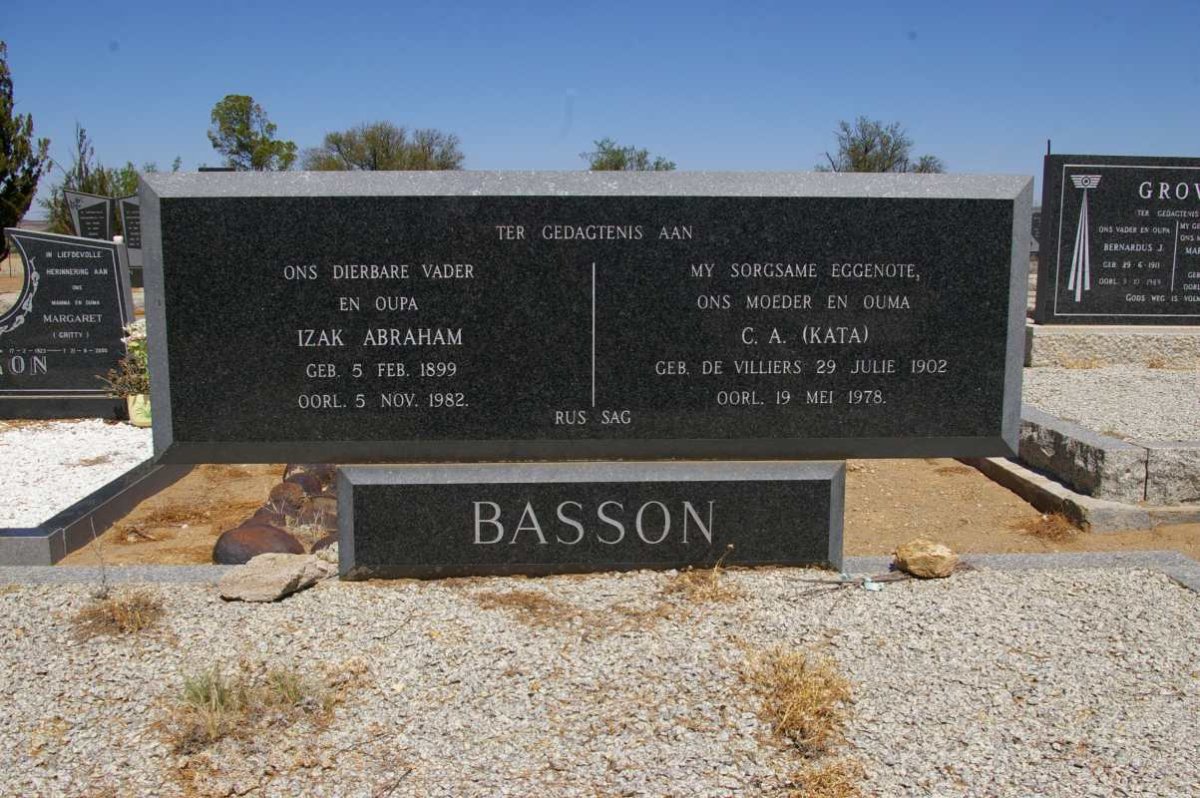 BASSON Izak Abraham 1899-1982 &amp; C.A. DE VILLIERS 1902-1978
