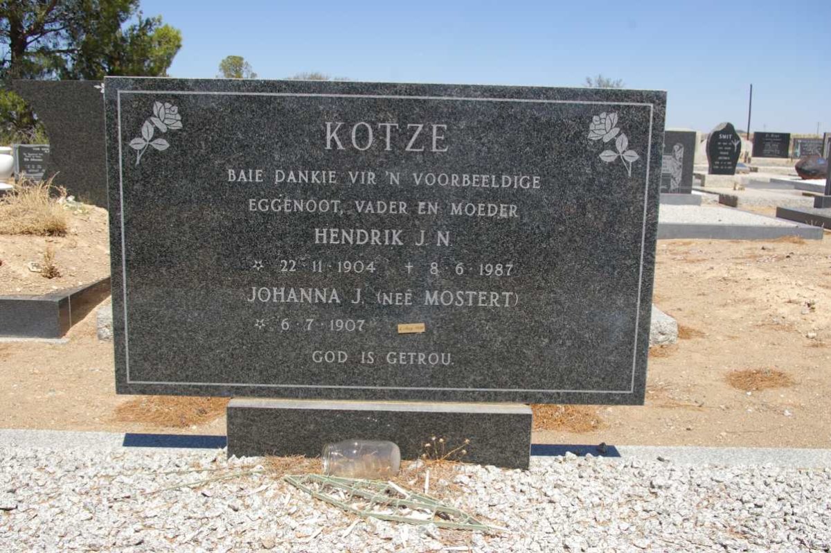 KOTZE Hendrik J.N. 1904-1987 &amp; Johanna J. MOSTERT 1907-1991