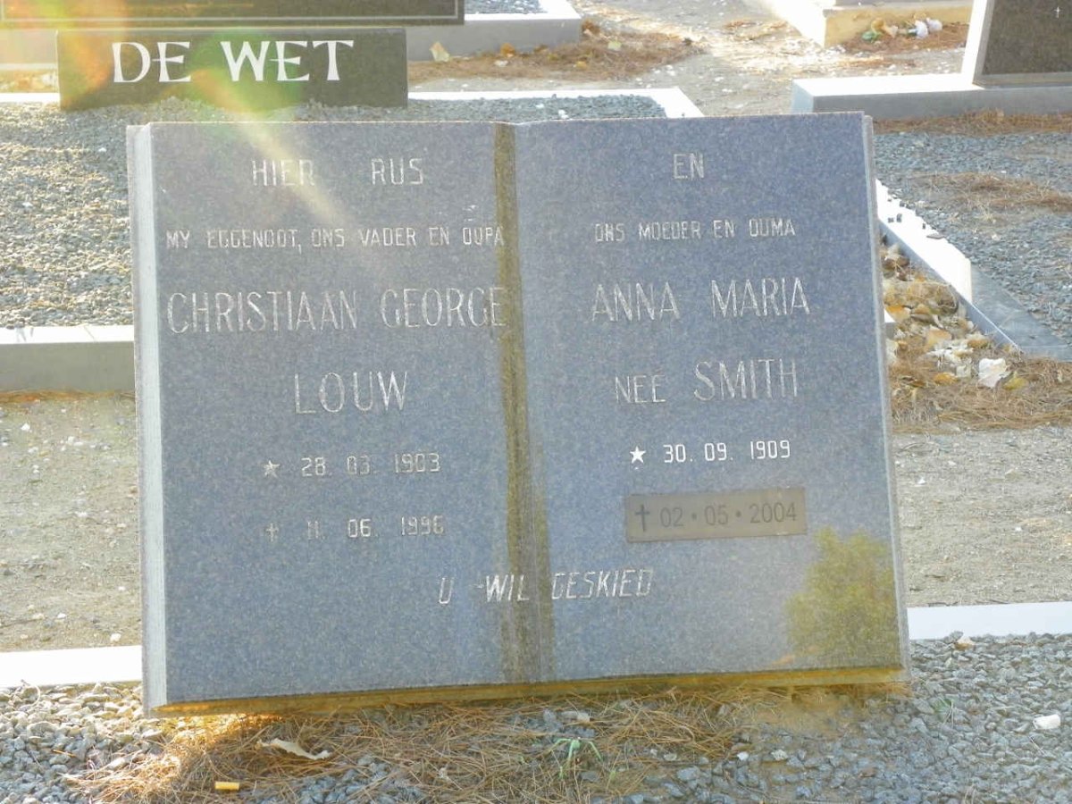 LOUW Christiaan George 1903-1996 &amp; Anna Maria SMITH 1909-2004