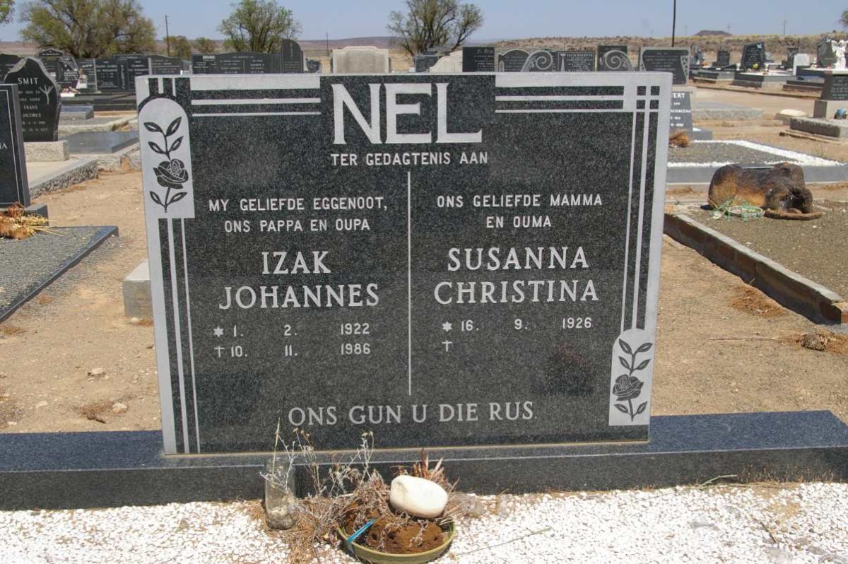 NEL Izak Johannes 1922-1986 &amp; Susanna Christina 1926-