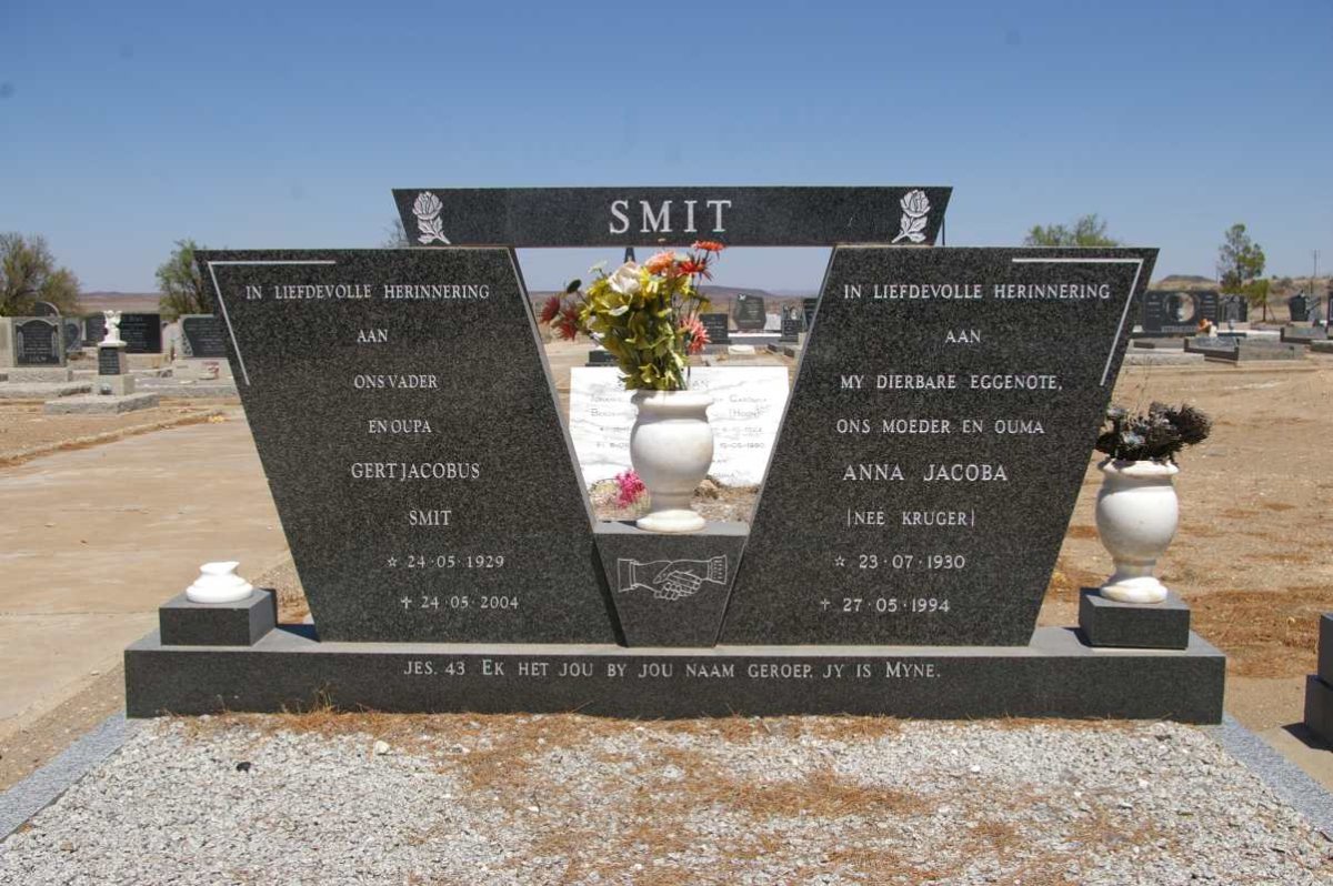 SMIT Gert Jacobus 1929-2004 &amp; Anna Jacoba KRUGER 1930-1994