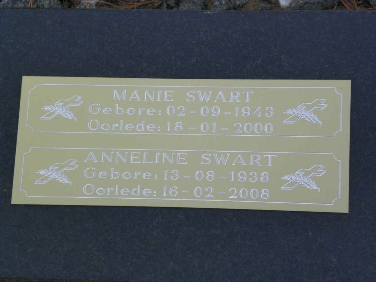SWART Manie 1943-2000 &amp; Anneline 1938-2008