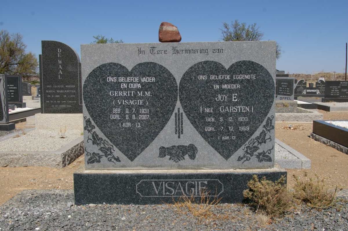 VISAGIE Gerrit M.M. 1931-2007 &amp; Joy E. CARSTEN 1933-1969