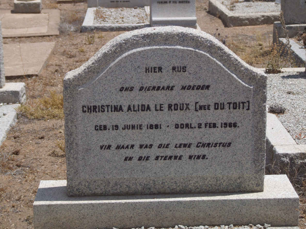 ROUX Christina Alida, le nee DU TOIT 1881-1966