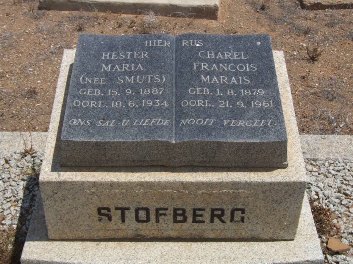 STOFBERG Charel Francois Marais 1879-1961 &amp; Hester Maria SMUTS 1887-1934