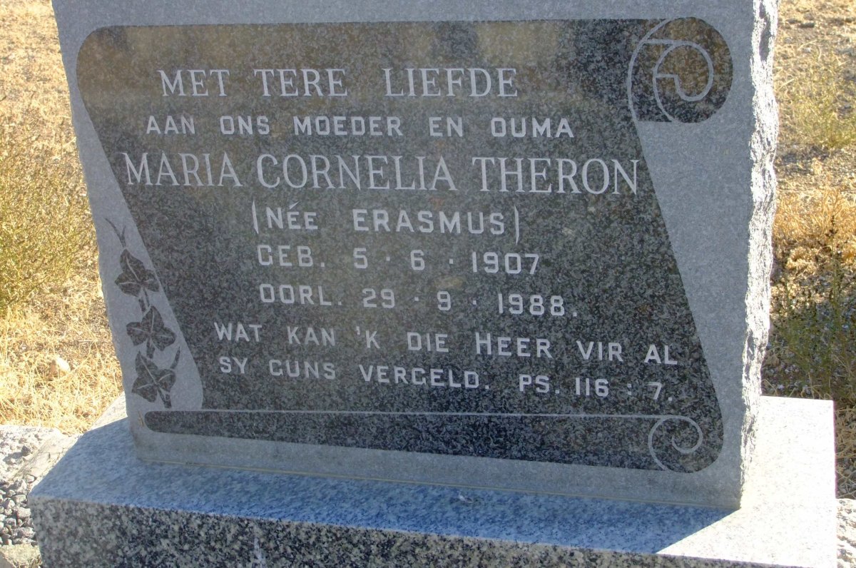 THERON Maria Cornelia nee ERASMUS 1907-1988