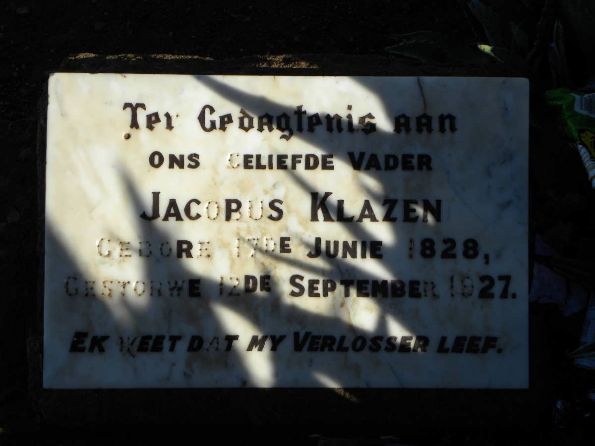 KLAZEN Jacobus 1828-1927