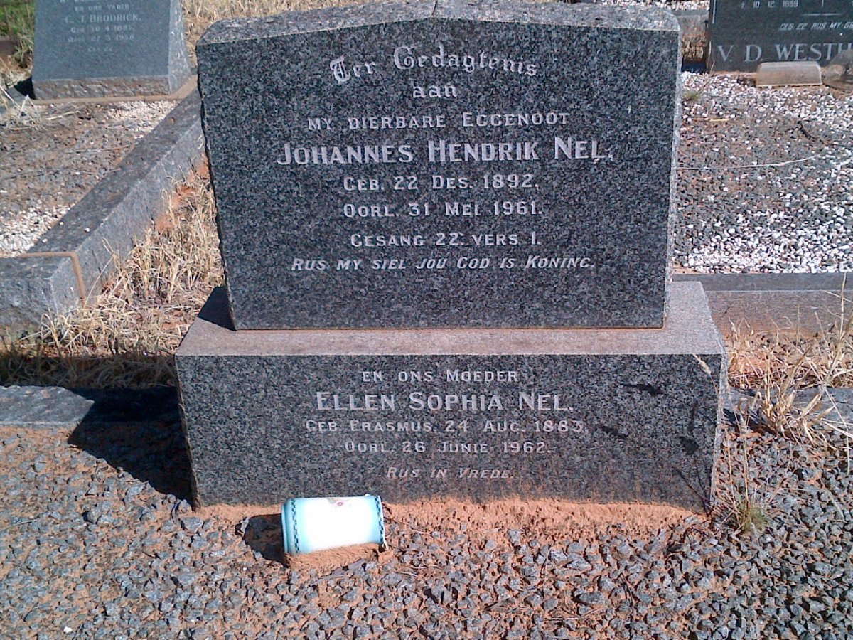 NEL Johannes Hendrik 1892-1961 &amp; Ellen Sophia ERASMUS 1883-1962